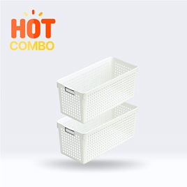 Combo siêu tiết kiệm 2 Rổ nhựa đựng vật dụng 13.3x29.1cm