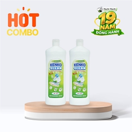 Combo siêu tiết kiệm 2 Nước rửa chén đậm đặc gốc thực vật diệt khuẩn Kenko Clean hương chanh & trà xanh 800ml