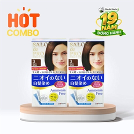 Combo siêu tiết kiệm 2 hộp Kem nhuộm tóc bạc không mùi Salon De Pro 3 Màu nâu sáng