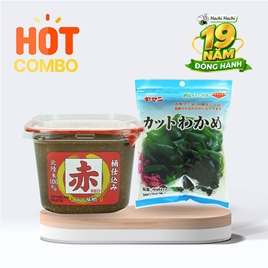 Combo siêu tiết kiệm Miso đỏ men gạo Koji Yamagen 500g và Rong biển cắt Wakame 40g