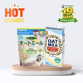 Combo siêu tiết kiệm Sữa yến mạch không đường Marusan 1L và Yến mạch hữu cơ Nhật Bản cán mỏng Nisshoku 330g