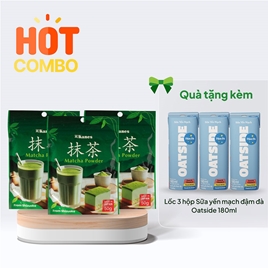 Combo siêu hời mua 3 Bột trà xanh Matcha Nhật Bản Kanes 50g tặng lốc 3 hộp TPBS: Sữa yến mạch đậm đà Oatside 180ml (Date: 12/2026)