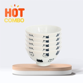 Combo siêu tiết kiêm 5 Chén sứ Nhật Bản 11.2cm Hình mèo