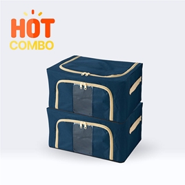 Combo siêu tiết kiêm 2 Hộp đựng quần áo gấp gọn có cửa sổ 40x30cm (Xanh Navy)