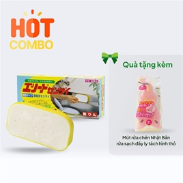 Combo siêu hời Mua Xà phòng rửa chén Nhật Bản gốc thực vật Nisshin 580g Tặng Mút rửa chén Nhật Bản