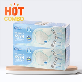 Combo siêu tiết kiêm 2 Hộp Khẩu trang Y tế Kim Sora KS94 4D 4 lớp (30 cái - Trắng)