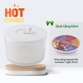 Combo siêu hời Mua Rổ quay rau Nhật Bản cao cấp  Yamaken 26cm Tặng Khay đựng Nhật Bản Inomata 7 ngăn 39cm