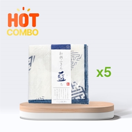 Combo siêu tiết kiệm 5 Khăn lau bếp đa năng Kokubo 30x30cm (Hoa văn Nhật Bản)