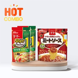 Combo siêu tiết kiệm 2 gói Mì Ý Spaghetti Nisshin 150g và Nước xốt cà chua và thịt Nisshin 260g