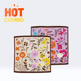 Combo siêu tiết kiệm 2 Khăn vải cotton Nissen 34x35cm Natura Fabbrica Frauwa Pink-Yellow