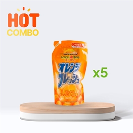 Combo siêu tiết kiệm mua 5 Nước rửa chén trung tính hương cam Rocket 500g Túi refill