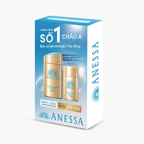 Combo sữa chống nắng Nhật Bản dưỡng da kiềm dầu Anessa SPF50+ PA++++ 60ml + 20ml