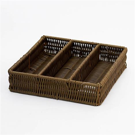 Khay đựng vật dụng chia ngăn giả mây 3 ngăn 26x25.5cm