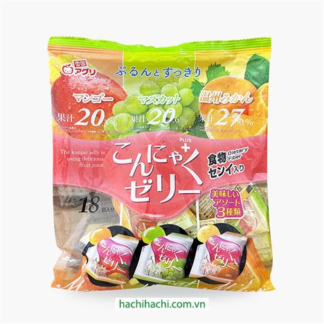 Thạch Konnyaku Aguri mix vị xoài quýt nho xanh 288g (16g x 18 cái)