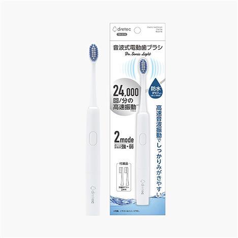 Bàn chải đánh răng điện sóng âm siêu tốc Dretec TB-316 Kèm 2 đầu bàn chải thay thế (Trắng)