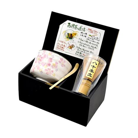 Bộ dụng cụ pha Matcha Nhật Bản cao cấp 3 món (Hoa xuân Sakura)