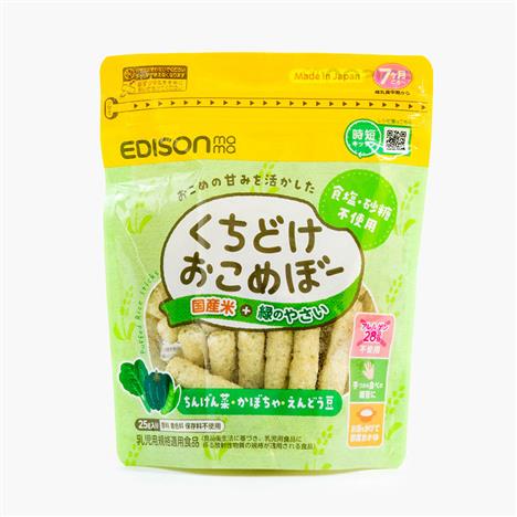 Bánh gạo que ăn dặm Edisonmama vị rau củ xanh 25g