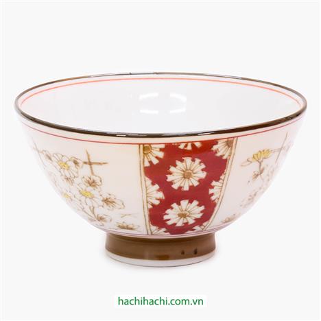 Chén bát sứ Nhật Bản, chén bát ăn cơm 12.5cm (Hoa cúc), dùng được lò vi sóng