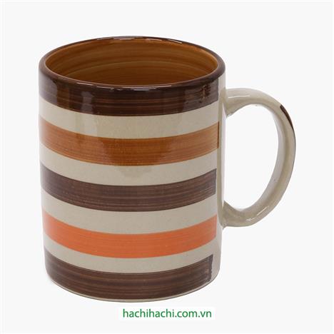 Ca, cốc, ly gốm Living 330ml có quai (Cam nâu)