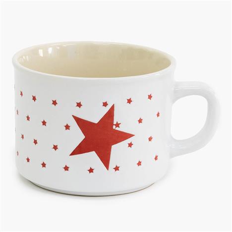 Ly gốm, ca, cốc gốm sứ 260ml có quai cầm hình sao