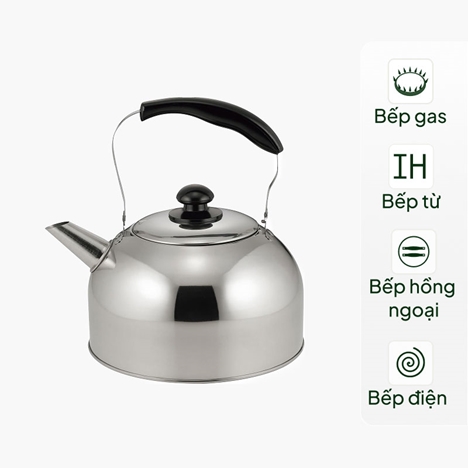 Ấm inox nấu nước Pearl Metal Claris 5L, dùng được bếp từ