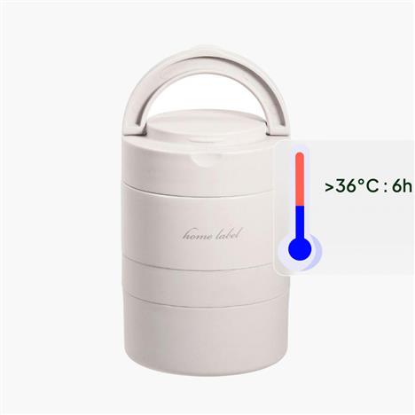 Bộ hộp cơm giữ nhiệt Pearl Metal 2 ngăn 700ml (Home Label - Xám trắng)
