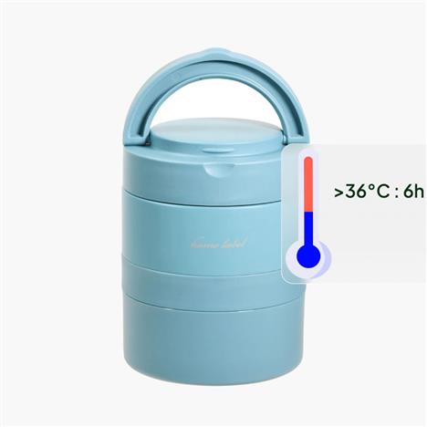 Bộ hộp cơm giữ nhiệt Pearl Metal 2 ngăn 700ml (Home Label - Xanh)