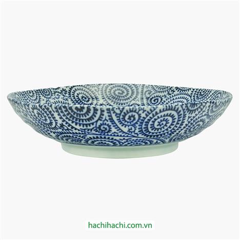 Đĩa sứ Nhật Bản 21cm, đĩa gốm sứ nông lòng, cạn lòng, dùng được lò vi sóng