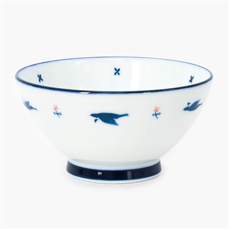 Chén bát sứ Nhật Bản, chén bát ăn cơm 11.5cm (Họa tiết chim vỗ cánh), dùng được lò vi sóng