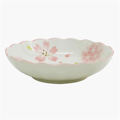 Đĩa sứ Nhật Bản 20.7cm sâu lòng, Đĩa gốm sứ sâu lòng (Sakura)