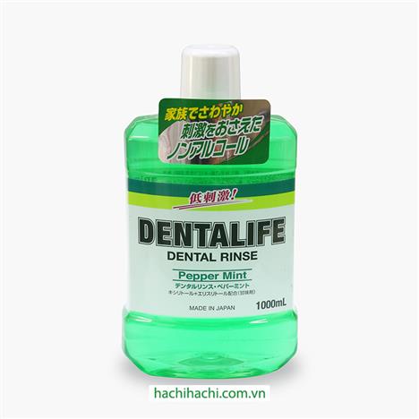Nước súc miệng Nhật Bản không cồn dịu nhẹ Dentalife Animo 1000ml Hương bạc hà