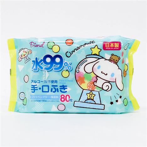 Khăn ướt Nhật Bản 99% nước tinh khiết, không cồn, paraben, hương liệu Cinnamoroll 80 tờ