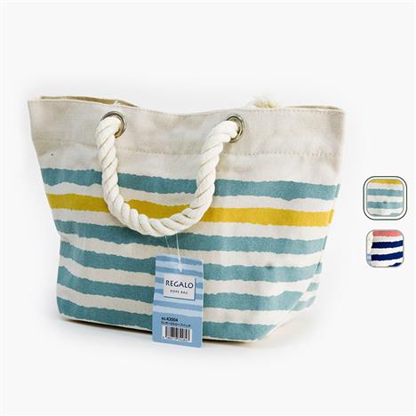 Túi Tote quai xách dây thừng họa tiết sọc ngang 20x22cm