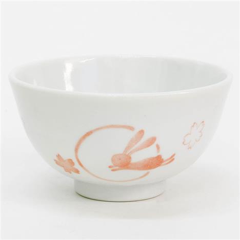 Chén bát sứ Nhật Bản, chén bát ăn cơm 11cm (Thỏ Sakura hồng), dùng được lò vi sóng