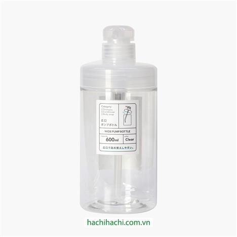 Bình nhựa vòi bơm 600ml, miệng rộng dễ châm rót