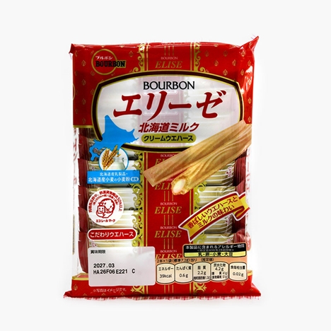Bánh Nhật Bản Bourbon quế Elise vị sữa Hokkaido  57.6g (16 cái)
