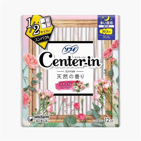 Băng vệ sinh ban đêm siêu mỏng có cánh Sofy Center In 30.5cm 12 miếng Hương hoa