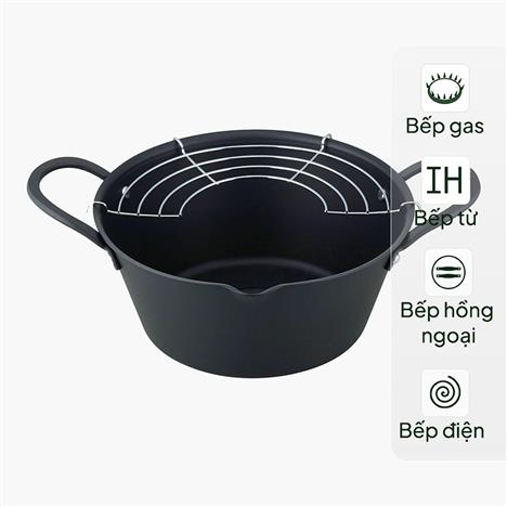 Nồi chiên Tempura 22cm kèm lưới ráo dầu, dùng được bếp từ