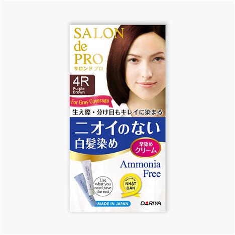Kem nhuộm tóc bạc Nhật Bản không mùi Salon de Pro 4R Màu nâu tím 80g