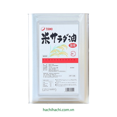 Dầu gạo Nhật Bản Tsuno nguyên chất KLT: 16.5kg (Dung tích: 18L)