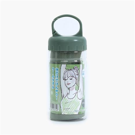 Khăn lau thể thao mát lạnh chống tia UV kèm bình đựng 30x100cm (xanh rêu)