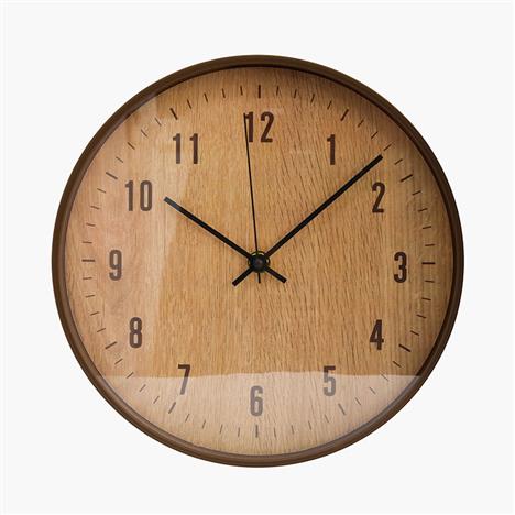 Đồng hồ treo tường kim trôi êm ái 25cm (Hoa văn vân gỗ)
