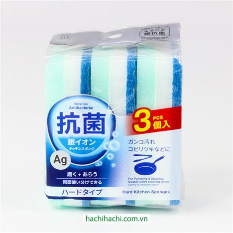 Mút rửa chén ion bạc kháng khuẩn Kokubo 3 cái (loại cứng)