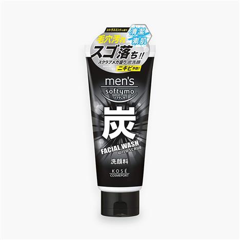 Sữa rửa mặt tẩy tế bào chết Nhật Bản than hoạt tính cho nam Kose Softymo 130g