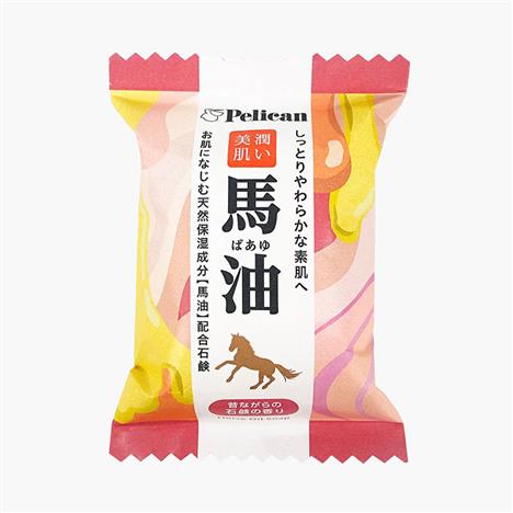 Xà phòng, xà bông cục rửa mặt Nhật Bản chiết xuất từ dầu ngựa Pelican Family Soap Horse Oil 80g