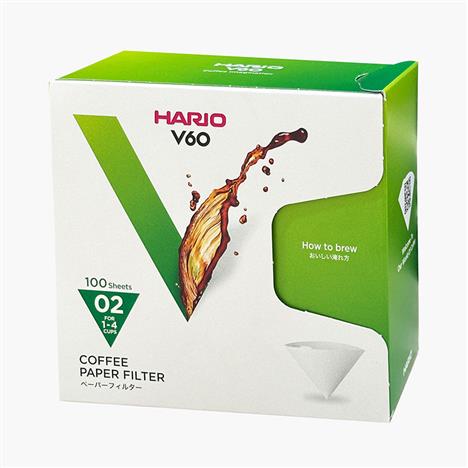 Giấy lọc cà phê Nhật Bản Hario 100 cái (V60 VCF-02-100WK) 1-4 cups màu trắng