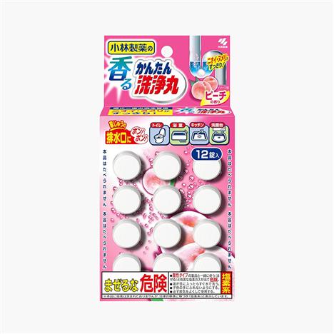 Viên sủi thông tắc khử mùi cống, ống xả, bồn rửa, bồn cầu Kobayashi 12 viên Hương đào