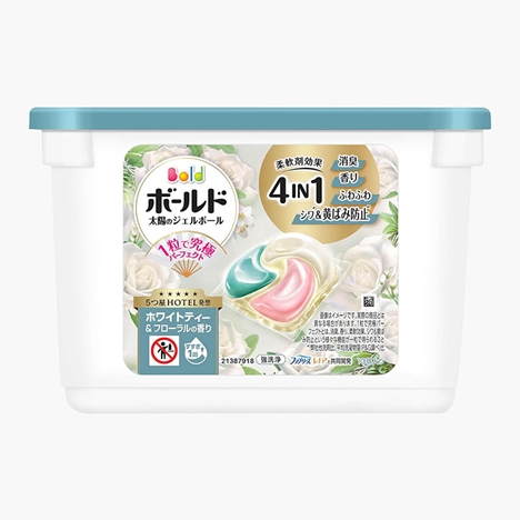 Viên giặt xả Nhật Bản khử mùi, chống nhăn, ố vàng 4 trong 1 Gel Ball Bold P&G Hương hoa trà trắng 13 viên