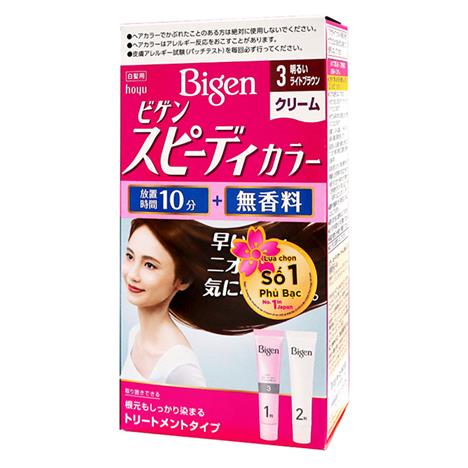 Kem nhuộm tóc phủ bạc Nhật Bản Bigen Speedy Color Cream 3 Nâu nhạt