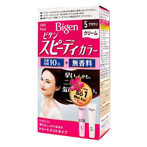 Kem nhuộm tóc phủ bạc Nhật Bản Bigen Speedy Color Cream 5  Nâu sẫm
